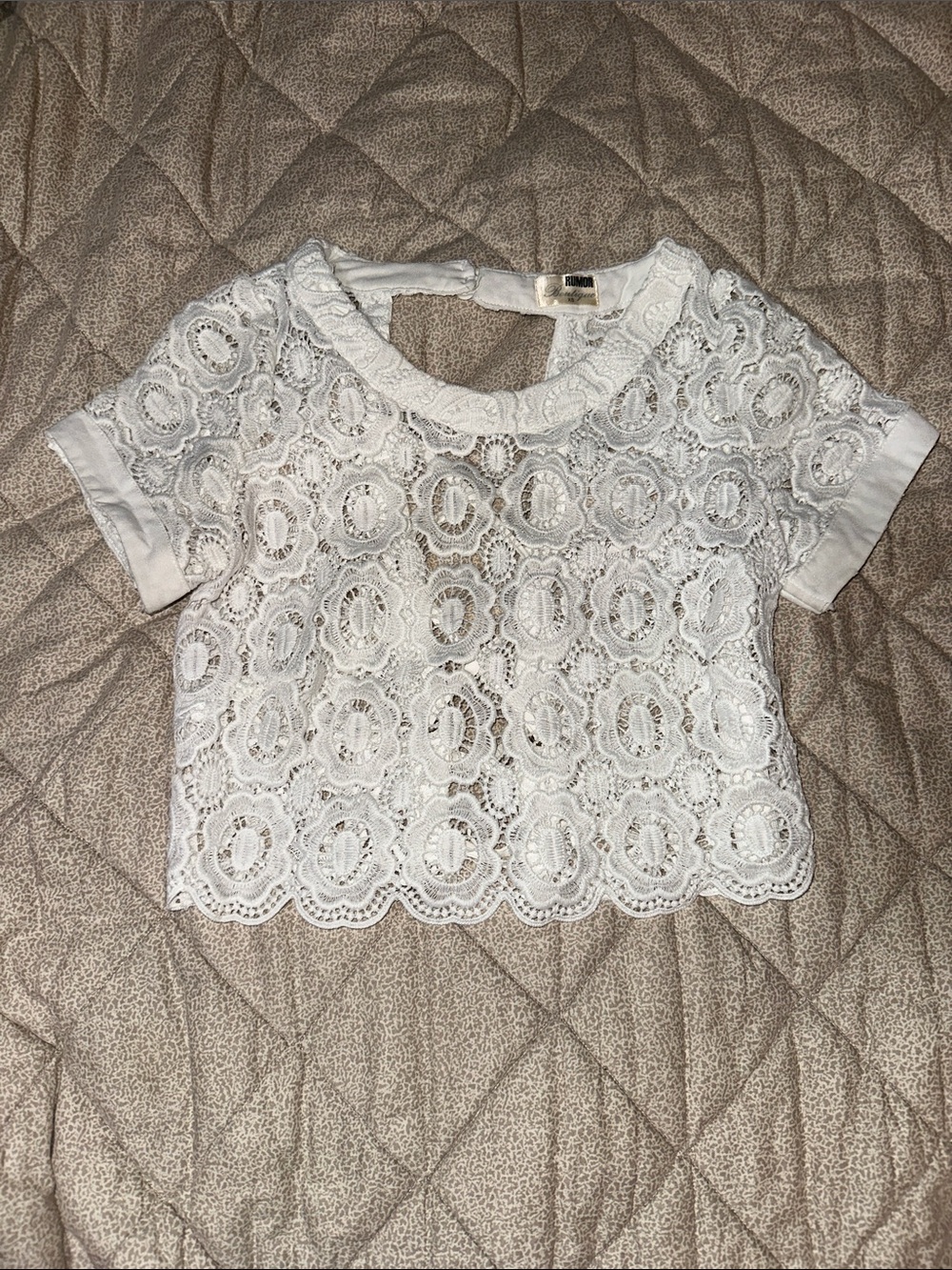 White Lace Short-Sleeve Crochet Top - Women